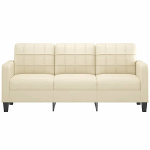 3-Sitzer Sofa Creme Kunstleder 180cm