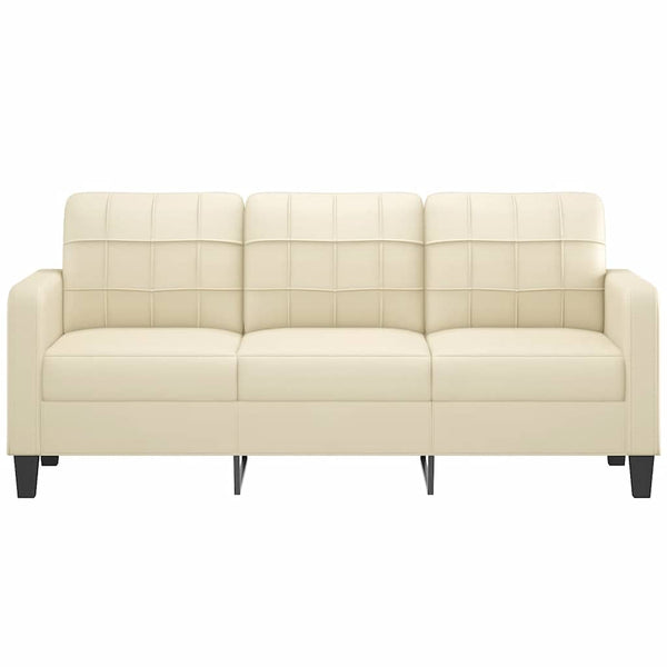 3-Sitzer Sofa Creme Kunstleder 180cm