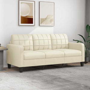 3-Sitzer Sofa Creme Kunstleder 180cm