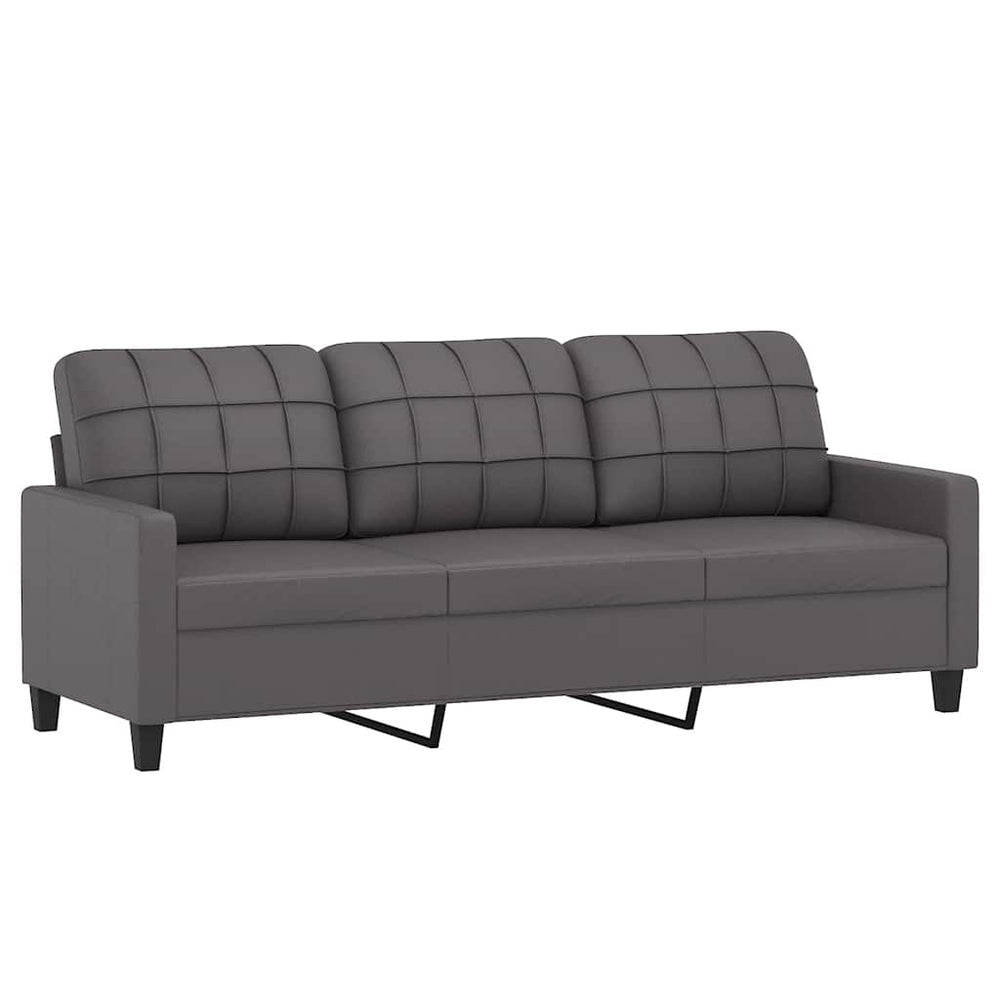 Graues 3-Sitzer Sofa Kunstleder 180 cm