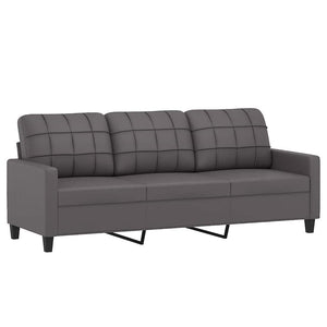 Graues 3-Sitzer Sofa Kunstleder 180 cm