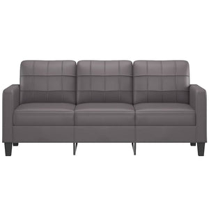 Graues 3-Sitzer Sofa Kunstleder 180 cm