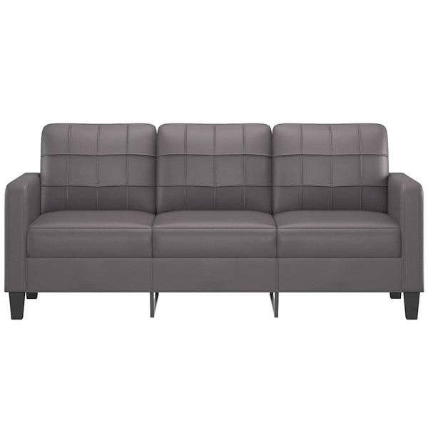 Graues 3-Sitzer Sofa Kunstleder 180 cm