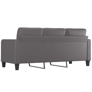 Graues 3-Sitzer Sofa Kunstleder 180 cm