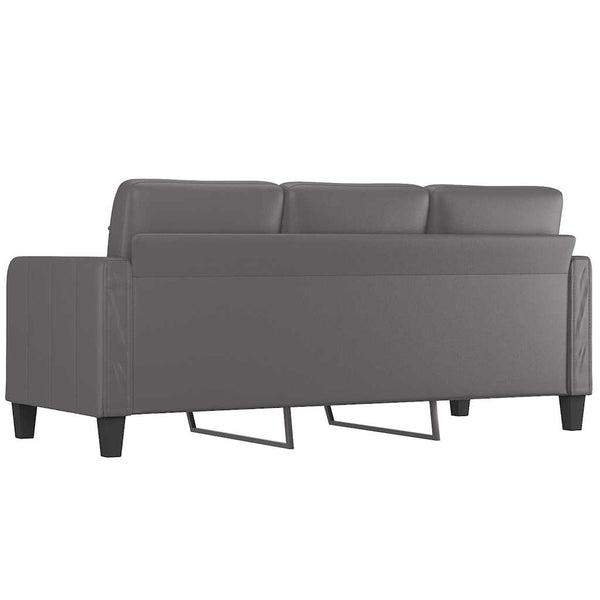 Graues 3-Sitzer Sofa Kunstleder 180 cm