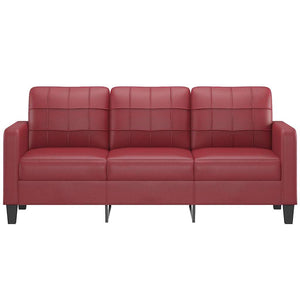 Weinrotes 3-Sitzer Sofa, 180 cm, Kunstleder