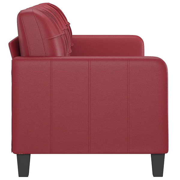 Weinrotes 3-Sitzer Sofa, 180 cm, Kunstleder