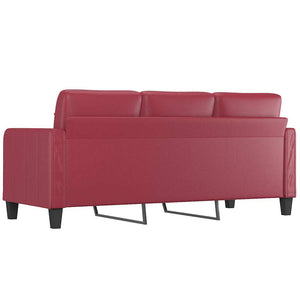 Weinrotes 3-Sitzer Sofa, 180 cm, Kunstleder
