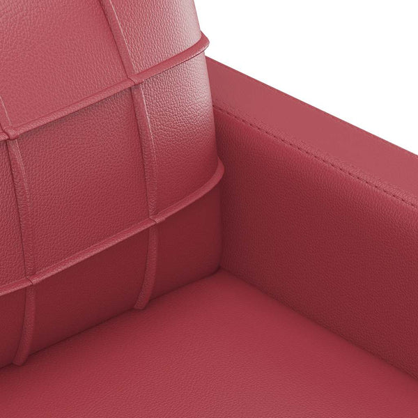 Weinrotes 3-Sitzer Sofa, 180 cm, Kunstleder