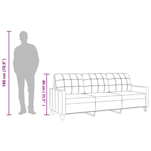 Weinrotes 3-Sitzer Sofa, 180 cm, Kunstleder