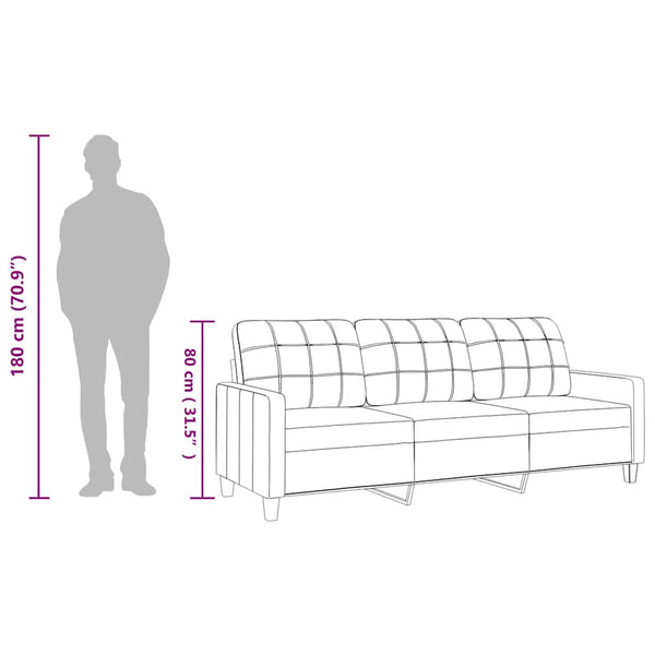Weinrotes 3-Sitzer Sofa, 180 cm, Kunstleder