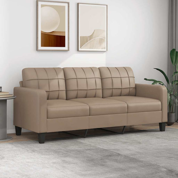 3-Sitzer Sofa Cappuccino-Braun Kunstleder 180 cm