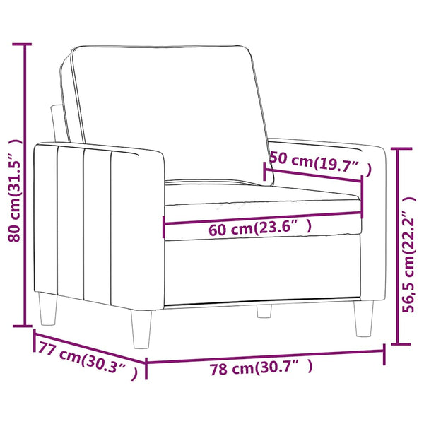 vidaXL Armchair Yellow 60 cm Velvet