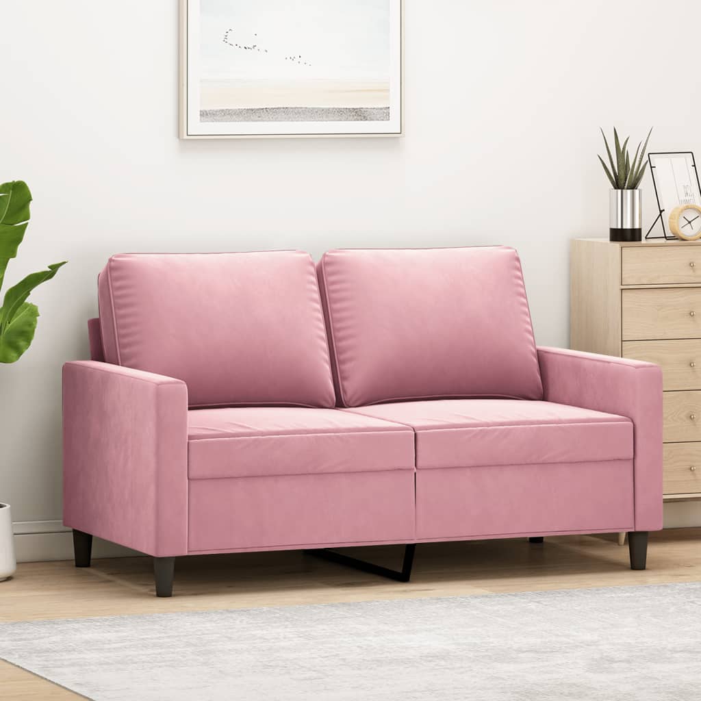 Rosa Samt 2-Sitzer Sofa 120cm