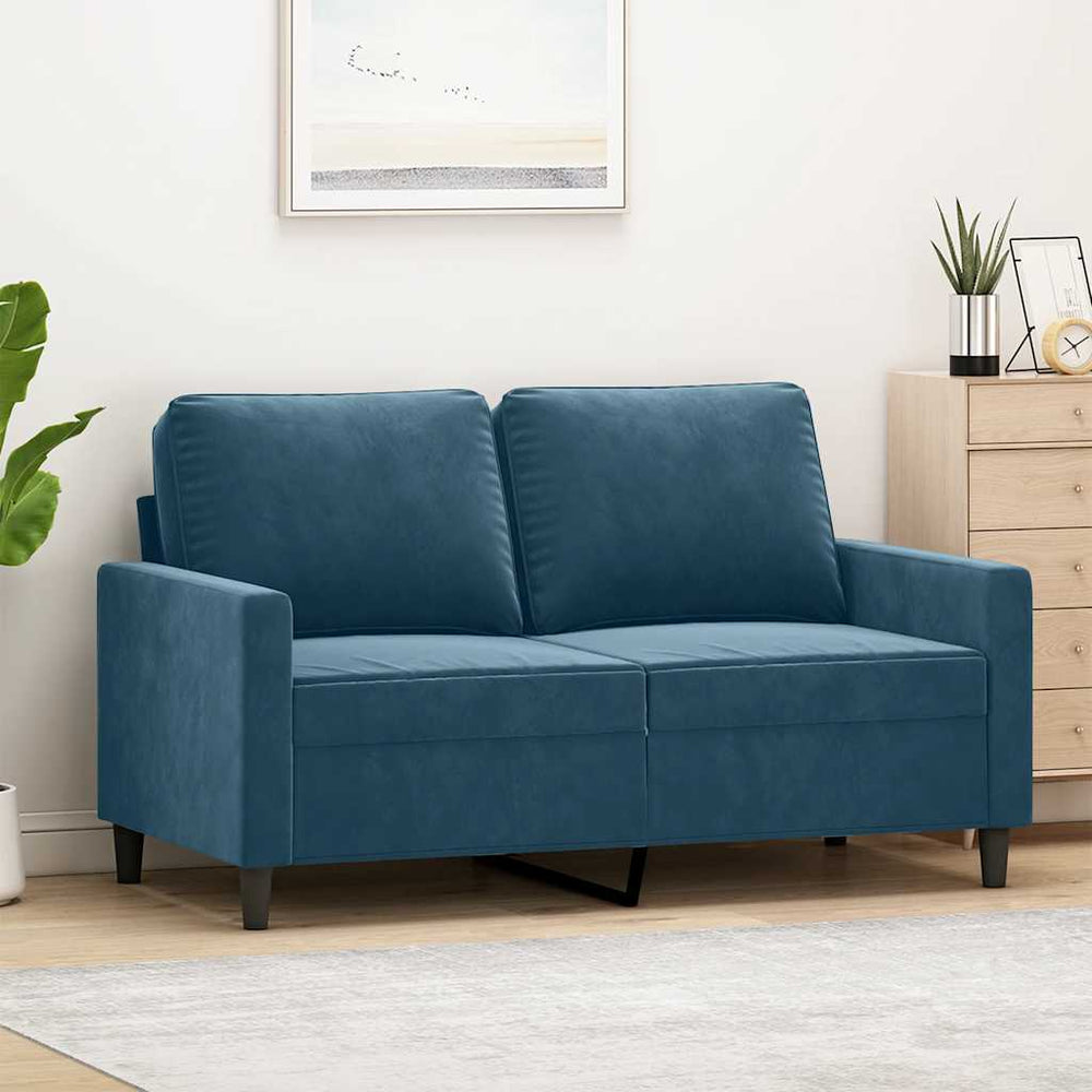 Blaues 2-Sitzer Sofa Samt, 120 cm