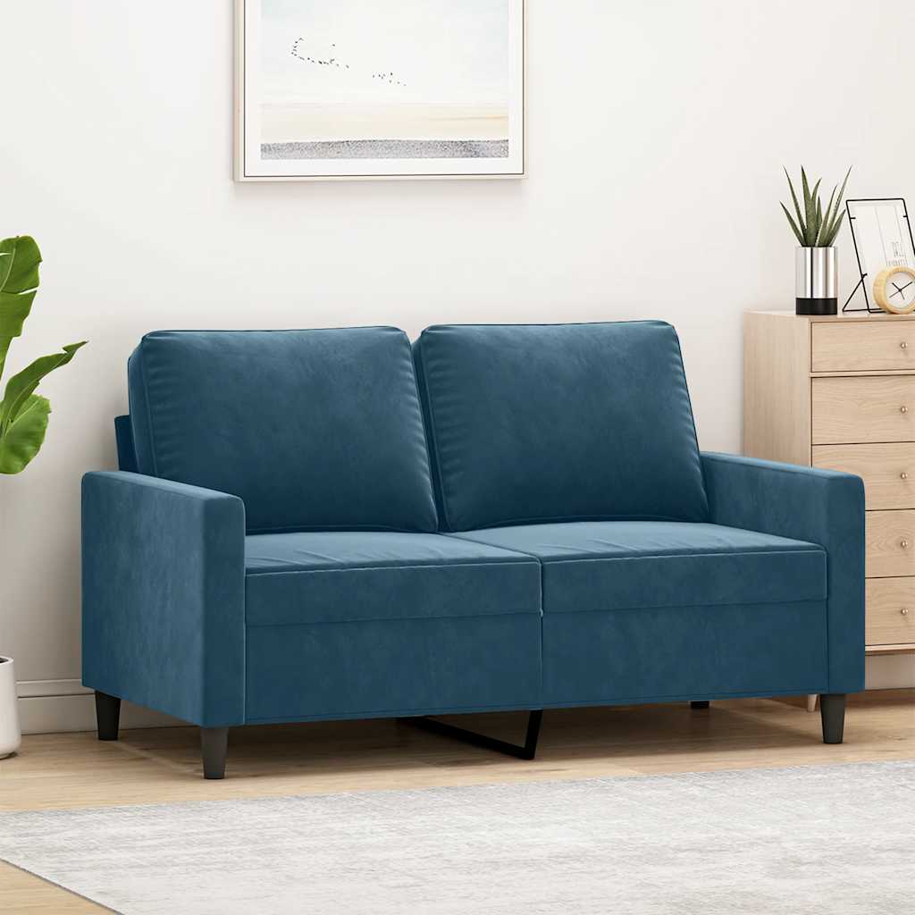 vidaXL Canapé 2 places bleu 120 cm velours