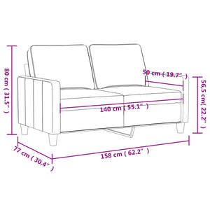 2-Sitzer Sofa Hellgrau Samt, 140 cm