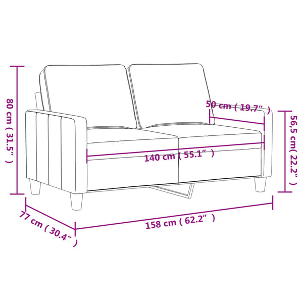 2-Sitzer Sofa Dunkelgrau Samt 140 cm