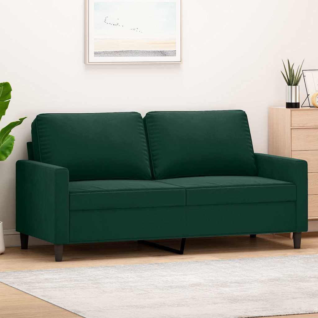 vidaXL Canapé 2 places vert foncé 140 cm Velours