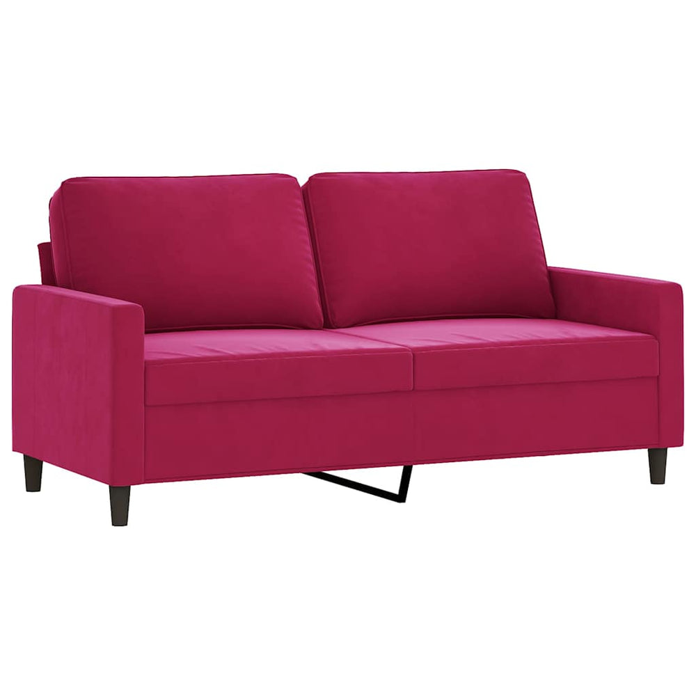Weinrotes 2-Sitzer Sofa Samt, 140 cm