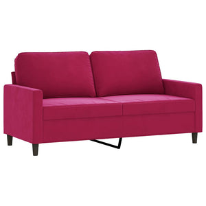 Weinrotes 2-Sitzer Sofa Samt, 140 cm