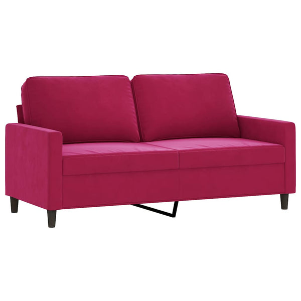 Weinrotes 2-Sitzer Sofa Samt, 140 cm