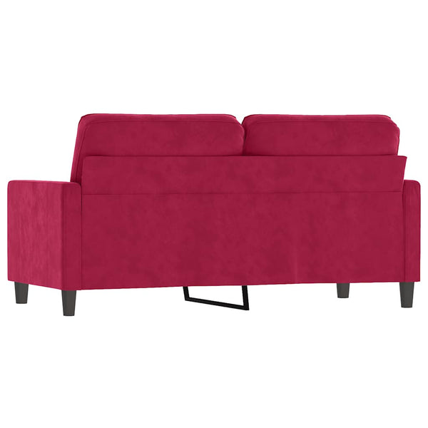 Weinrotes 2-Sitzer Sofa Samt, 140 cm