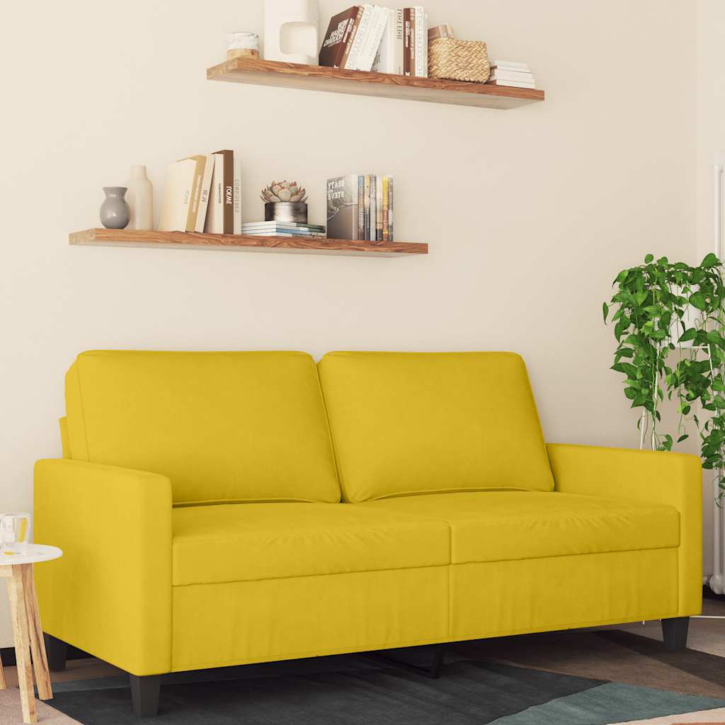 Gelbes 2-Sitzer Sofa Samt, 140 cm