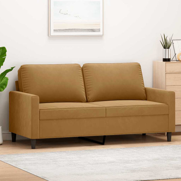 Braunes 2-Sitzer Samt Sofa 140 cm