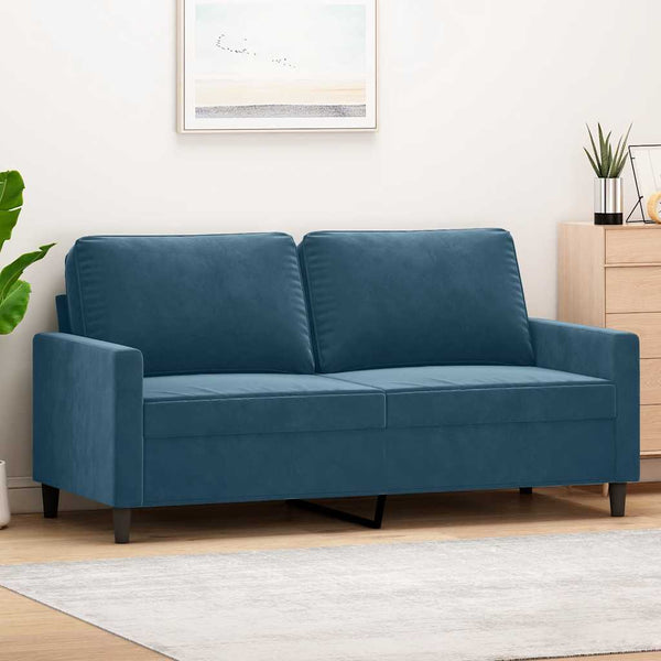 Blaues 2-Sitzer Sofa Samt, 140 cm