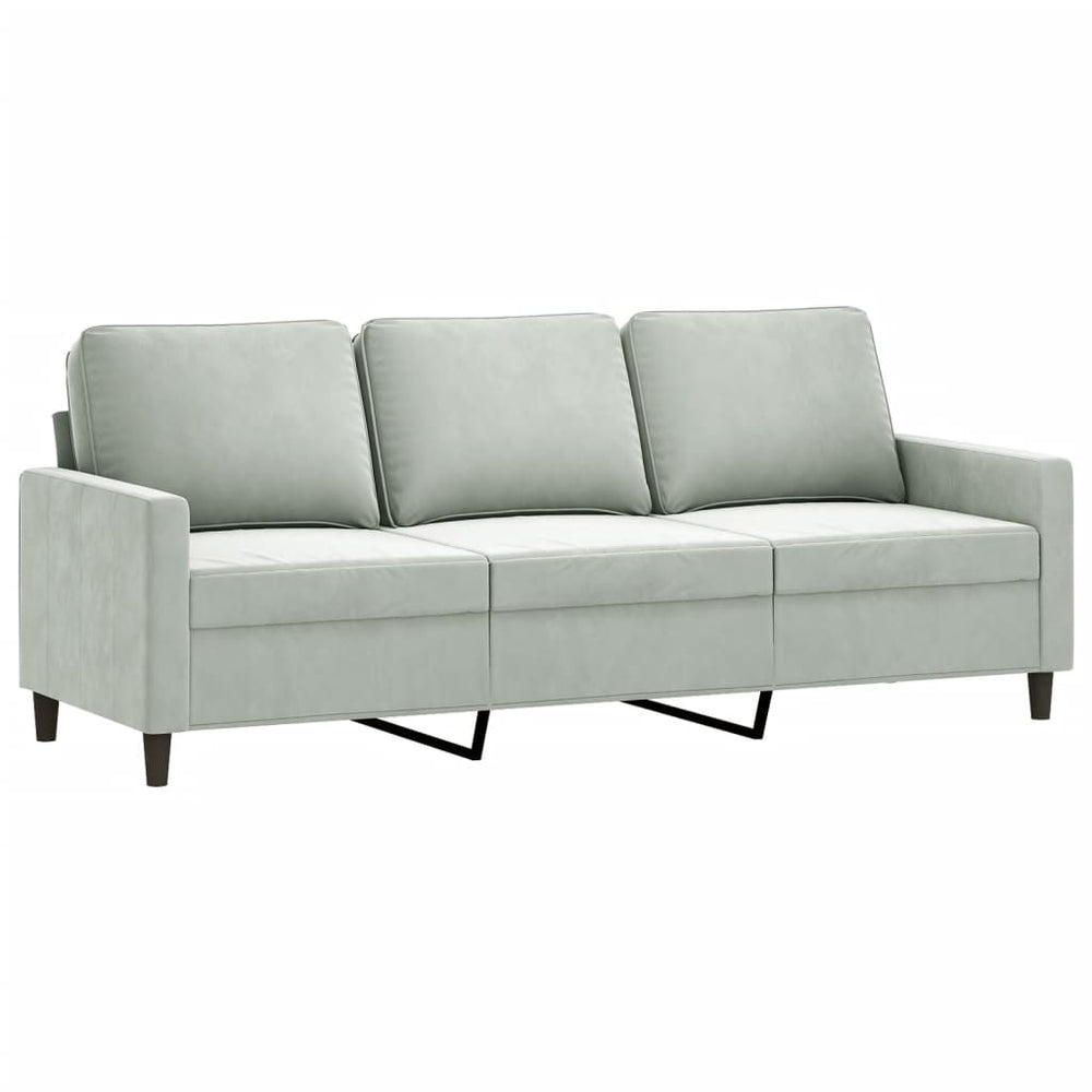 3-Sitzer Sofa Hellgrau Samt 180cm
