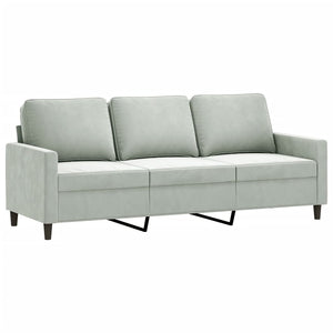 3-Sitzer Sofa Hellgrau Samt 180cm