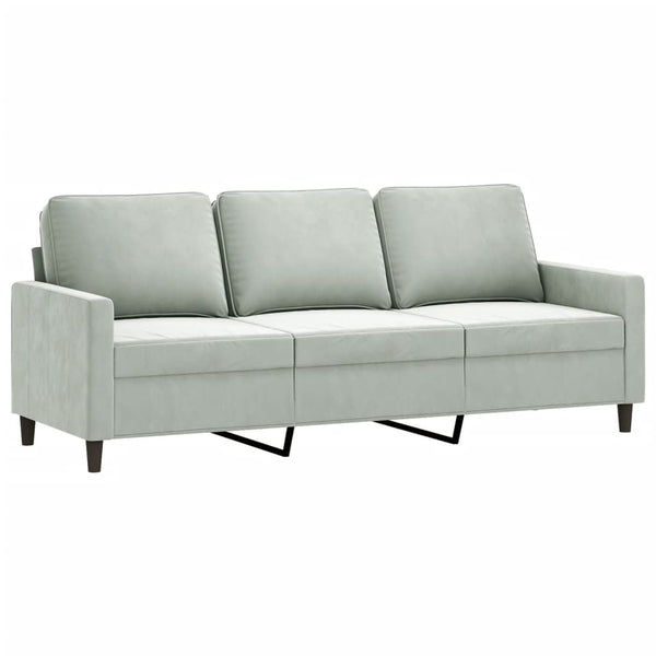 3-Sitzer Sofa Hellgrau Samt 180cm