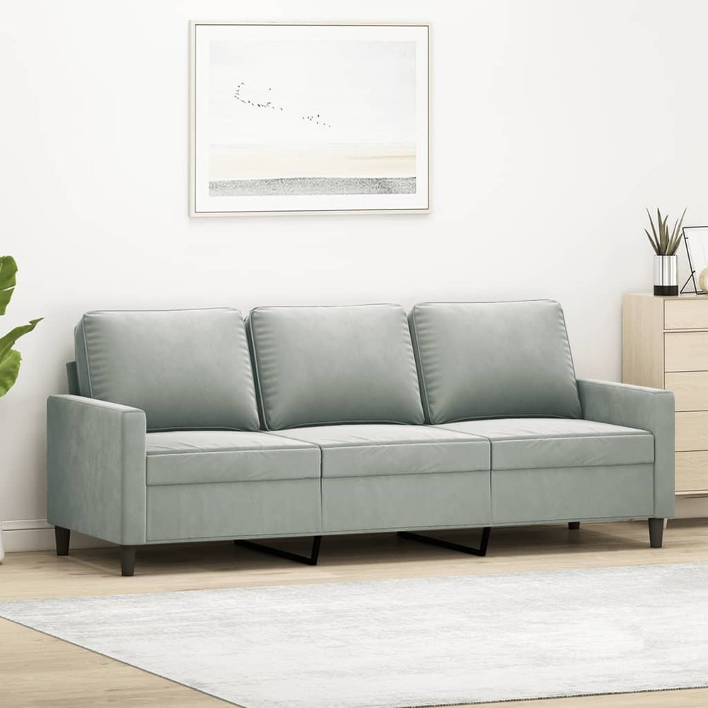 3-Sitzer Sofa Hellgrau Samt 180cm