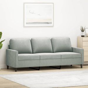 3-Sitzer Sofa Hellgrau Samt 180cm