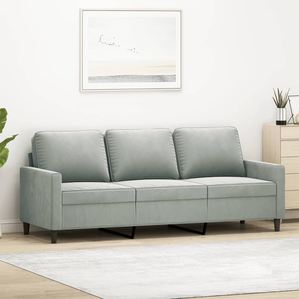 3-Sitzer Sofa Hellgrau Samt 180cm