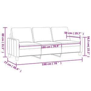 Rosa Samt Sofa 3-Sitzer 180 cm