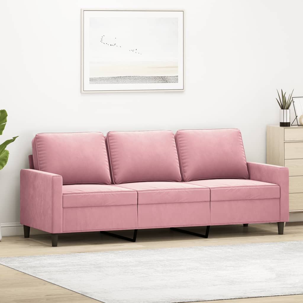 Rosa Samt Sofa 3-Sitzer 180 cm