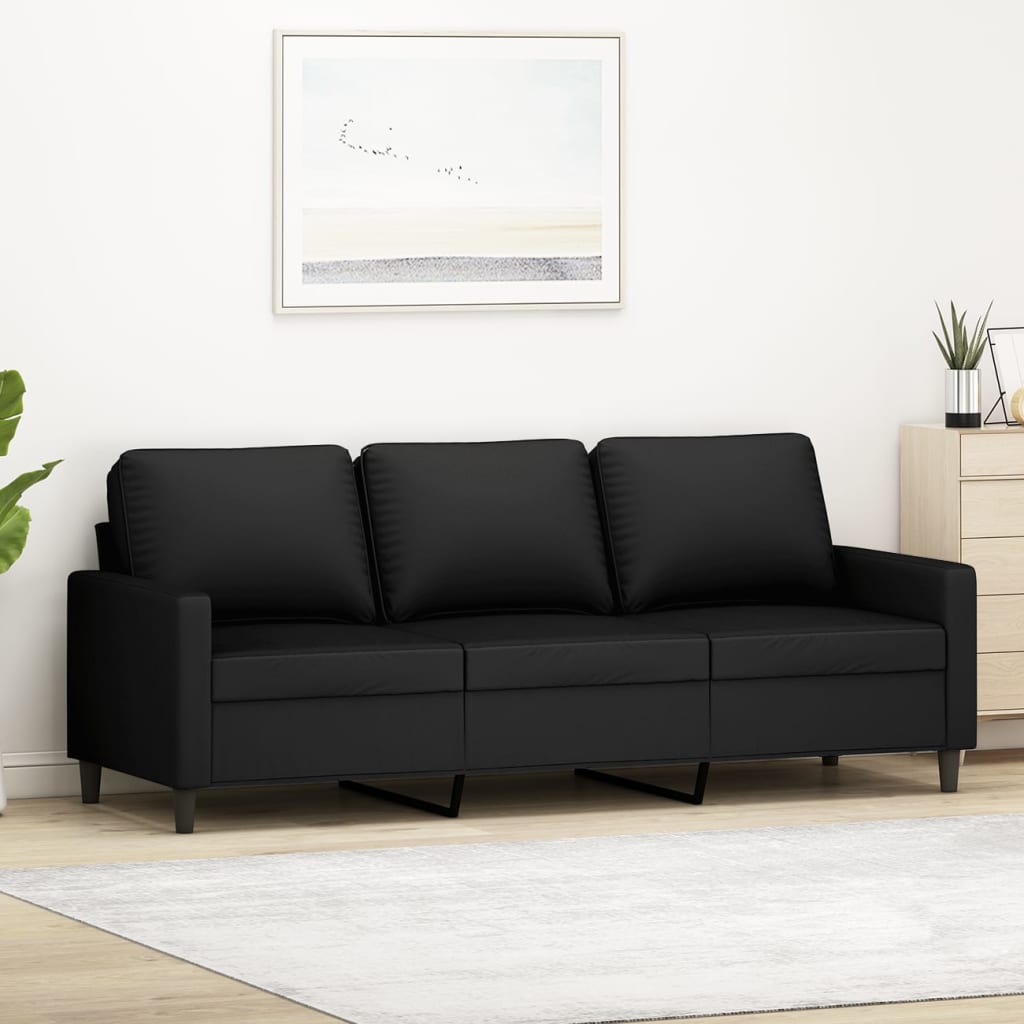 Schwarzes Samt Sofa 3-Sitzer, 180 cm