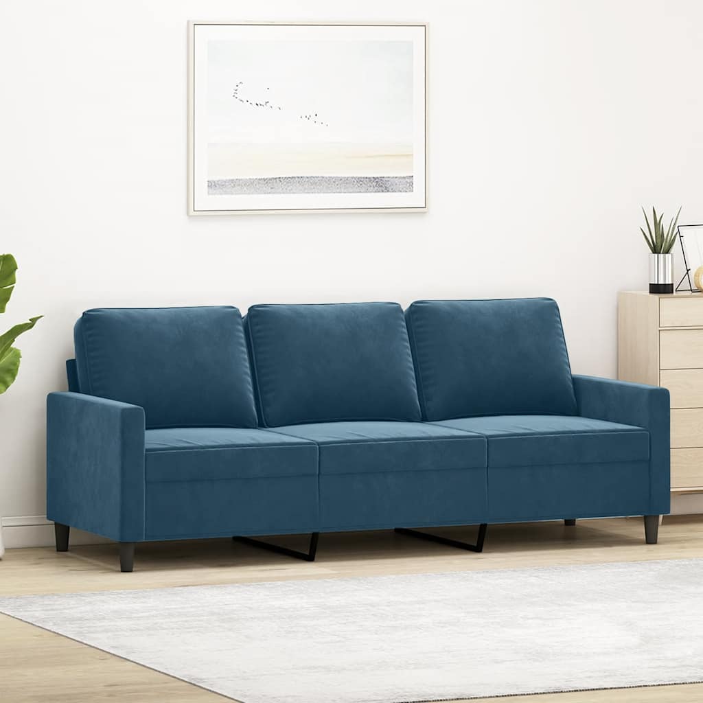 3-Sitzer Sofa Blau Samt 180 cm