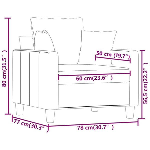vidaXL Fauteuil gris foncé 60 cm Tissu