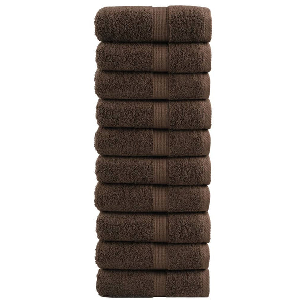 Premium Gästetücher SOLUND 10 Stk. Braun 30x50 cm 600 g/m²