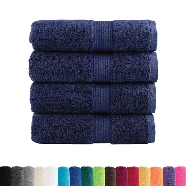 vidaXL Serviettes d'invité haut de gamme SOLUND 4 pcs Bleu marine 30x50 cm 600 g/m²