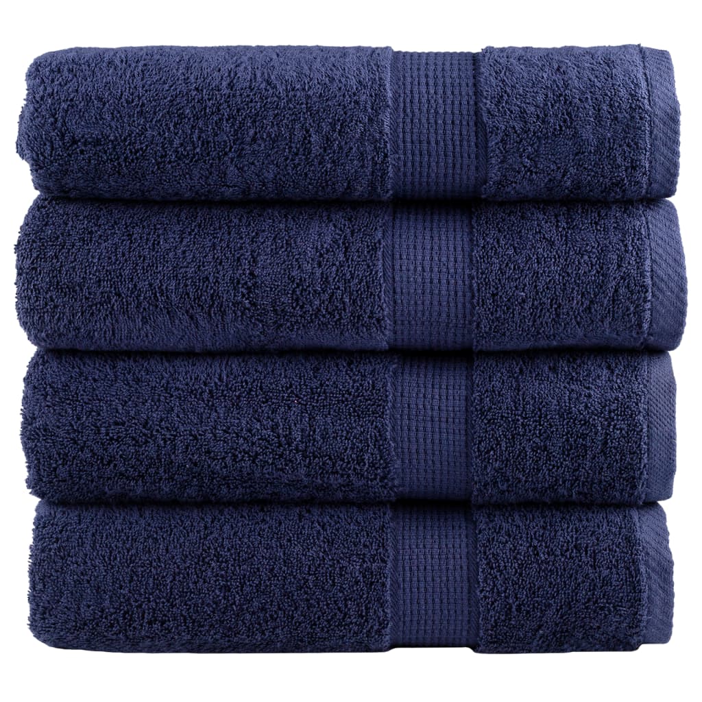 vidaXL Serviettes de toilette Premium SOLUND 4 pcs Bleu marine 50x100 cm 600 g/m²