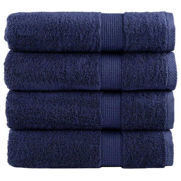 vidaXL Serviettes de toilette Premium SOLUND 4 pcs Bleu marine 50x100 cm 600 g/m²