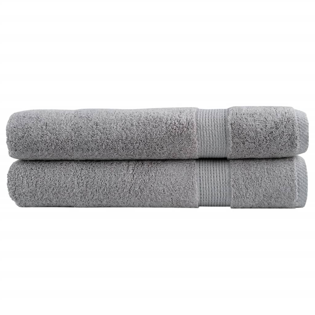 Premium Handtücher SOLUND 2 Stk. Grau 100x200 cm 600 g/m²