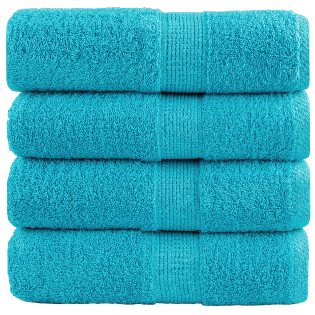 Premium Waschhandtücher SOLUND 4 Stück Türkis 30x30 cm 600 g/m²