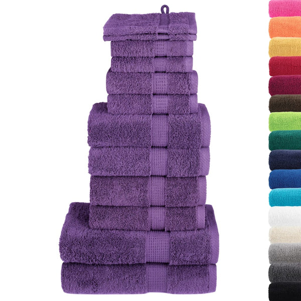 12 tlg. Premium-Handtuch-Set SOLUND Lila 600 g/m²
