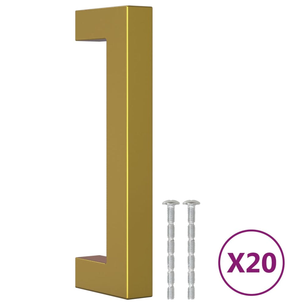 vidaXL Poignées de meuble 20 pcs Doré 96 mm Acier inoxydable