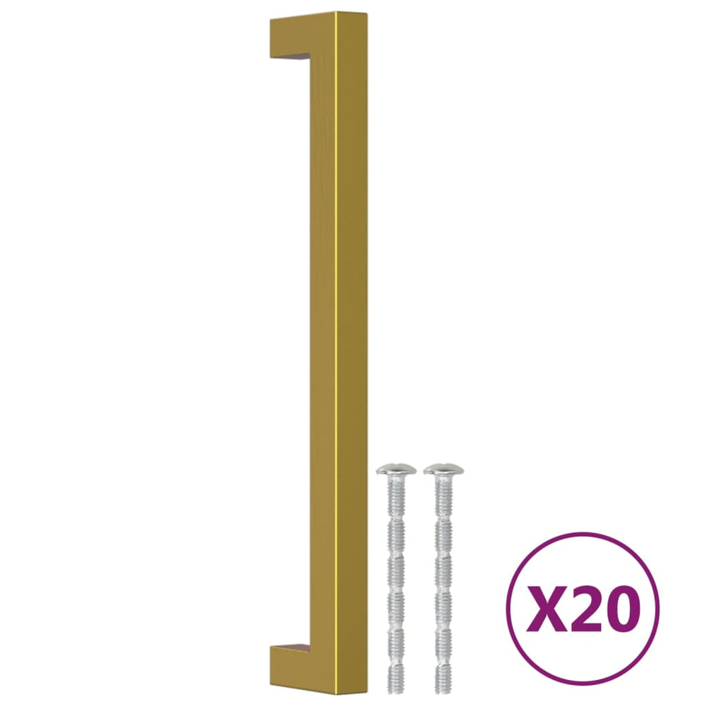 vidaXL Poignées de meuble 20 pcs Doré 192 mm Acier inoxydable